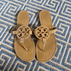 Tan Tory Burch Miller patent sandals. Size 11